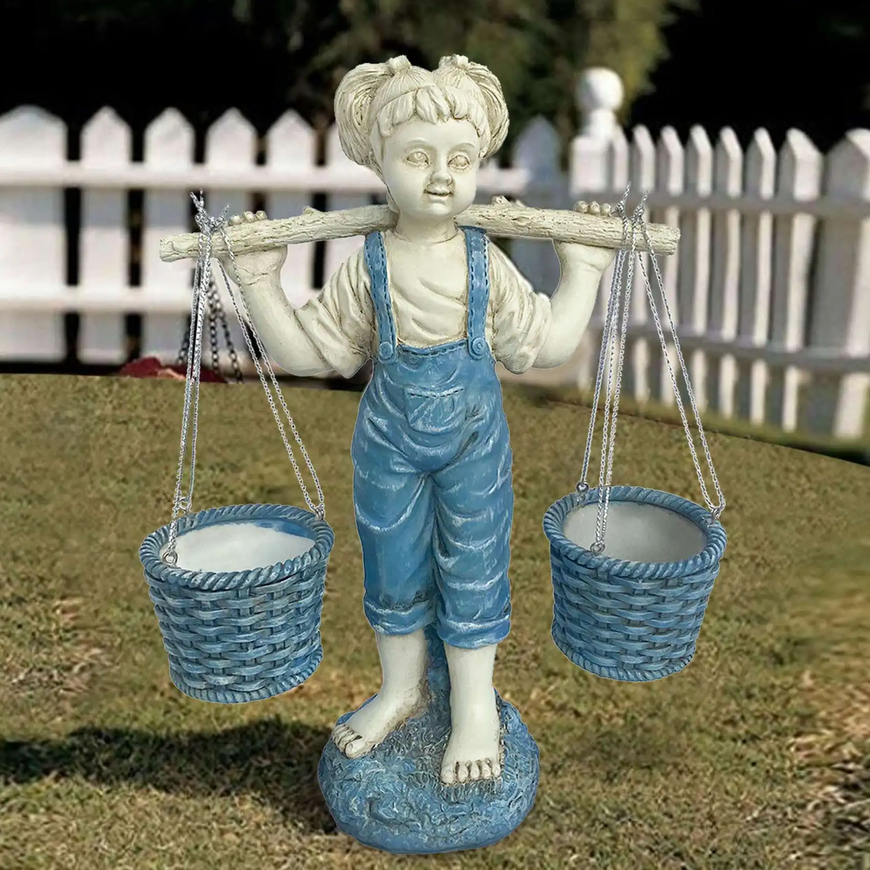 Цветы для Felicity садовая статуя маленькой девочки 2-цветные каменные садовые