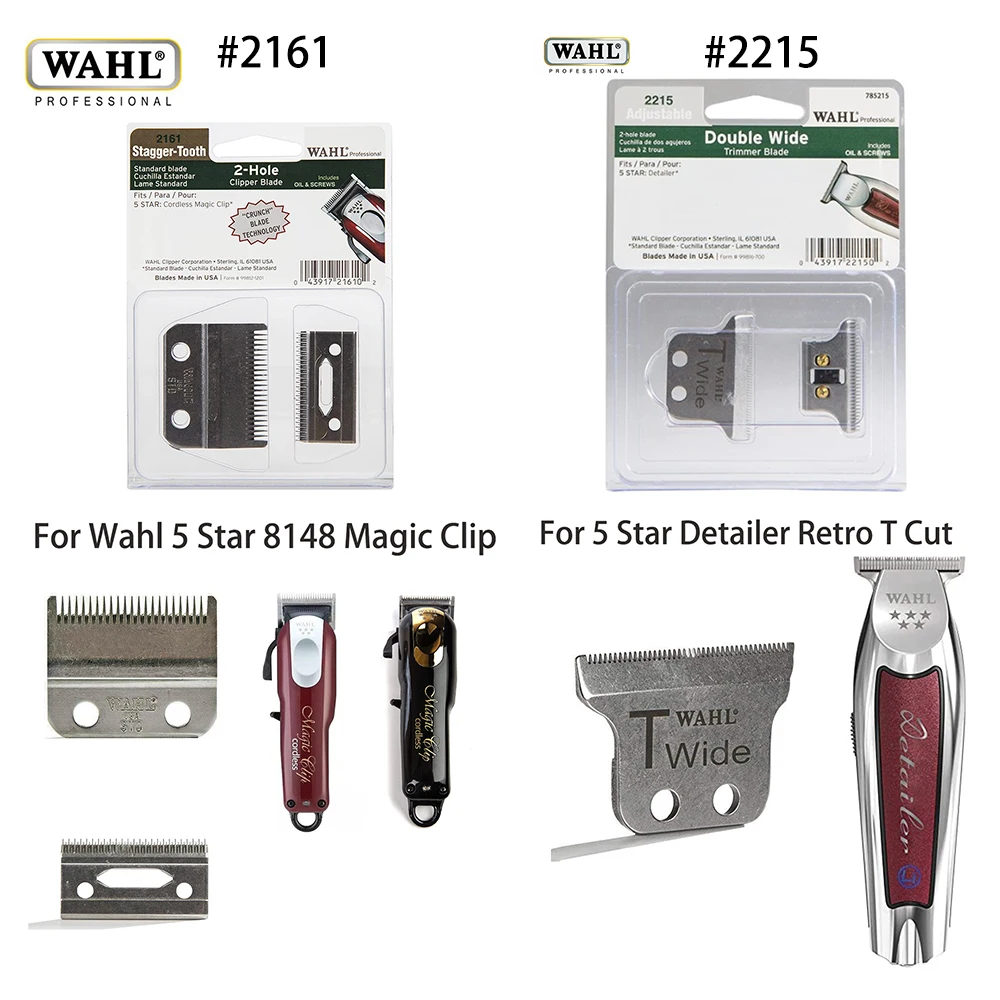 Wahl Professional 2-Hole Stagger T wide Trimmer/ Magic Clip Replacement Clipper/Trimmer Blade for Babyliss Pro FX802G FX707Z