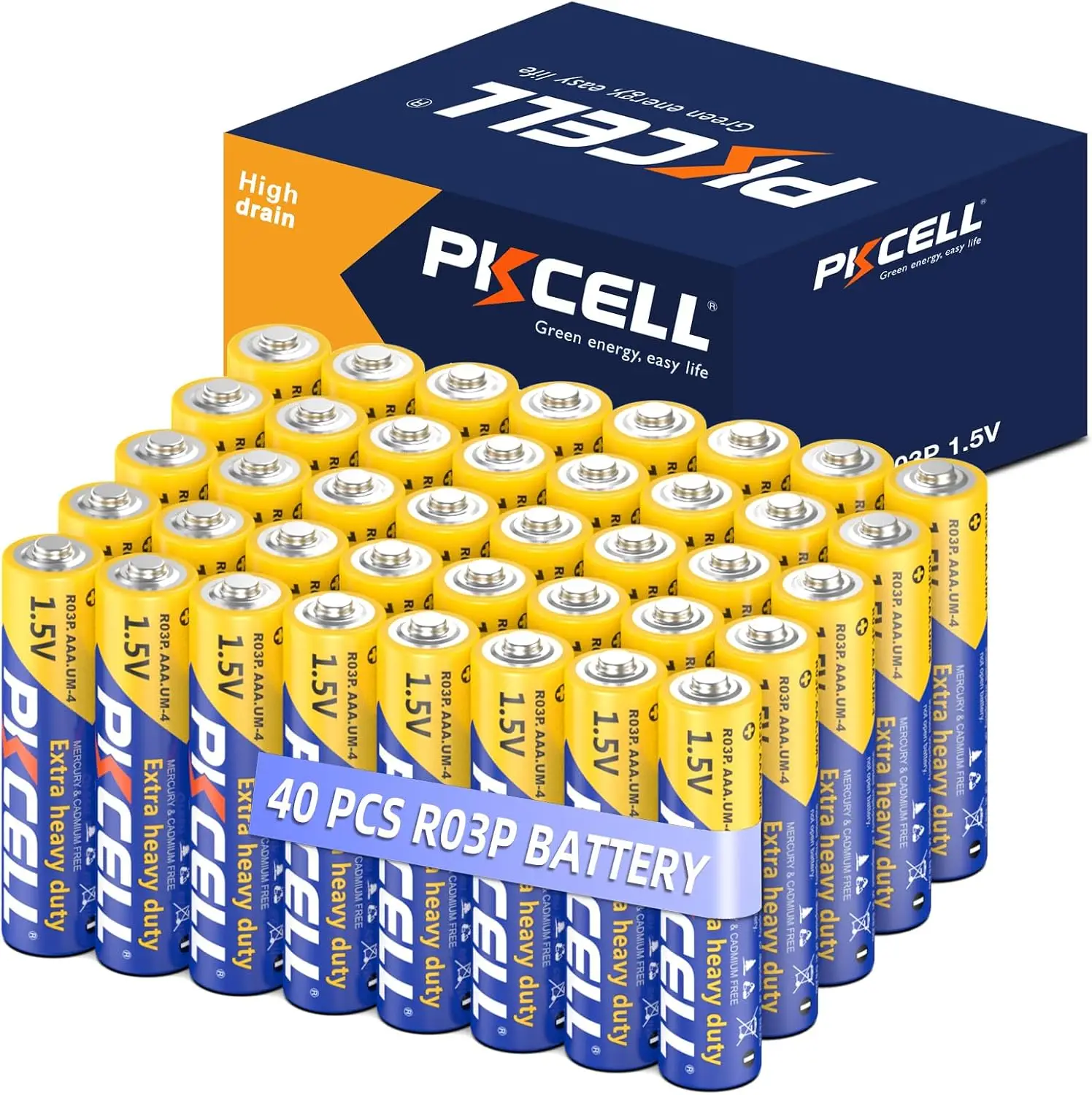 PKCELL 40 шт. AAA R03P 1 5 В цинково-углеродная батарея сверхмощная UM-4 E92 для дымовых