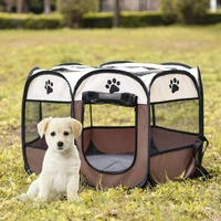 portable folding pet tent octagonal cage fence indoor outdoor dog house puppy kitten cats playpen kennel easy operation