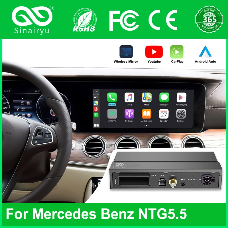 Беспроводной CarPlay AndroidAuto смарт-модуль для Mercedes-Benz W213 7 8 дюймов 12,3 дюймов экран 5G NTG 5,5 зеркальное отображение
