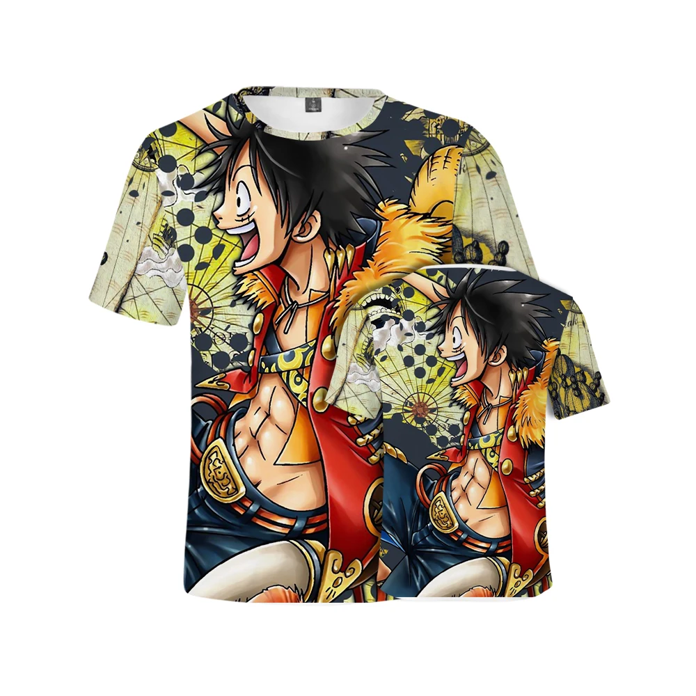 

Spring and Autumn New Pirate Anime Short Sleeve T-Shirt 3D Trend Casual Printing Men's Fashion Round Neck Sports Top