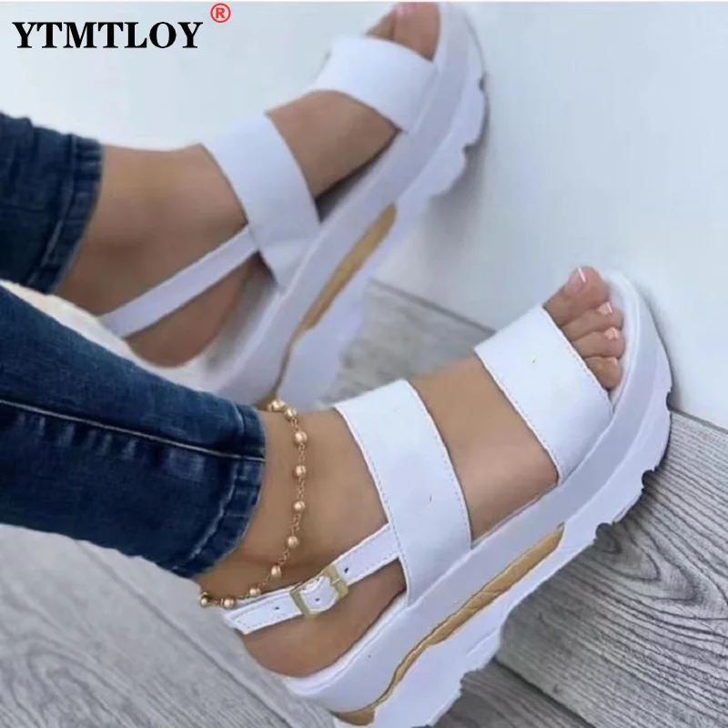 

Platform Sandals New Summer Chunky High Heels Female Wedges Shoes for Women Fish Toe White Sandalia Feminina Height Increasing 3