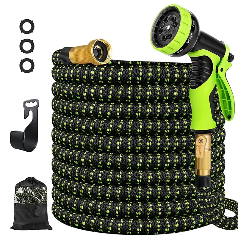 

Garden Hose 50 Ft Water Hose With 10 Function Hose Nozzle, Flexible Expandable Garden Hose With Brass Fittings, Durable