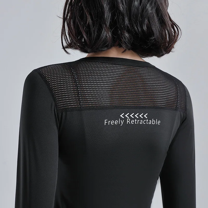 

Running Sports Yoga Jacket Women's Mesh Mesh Breathable Stretch Crew Neck Long Sleeve Gym Training Clothes Yoga Tops Women