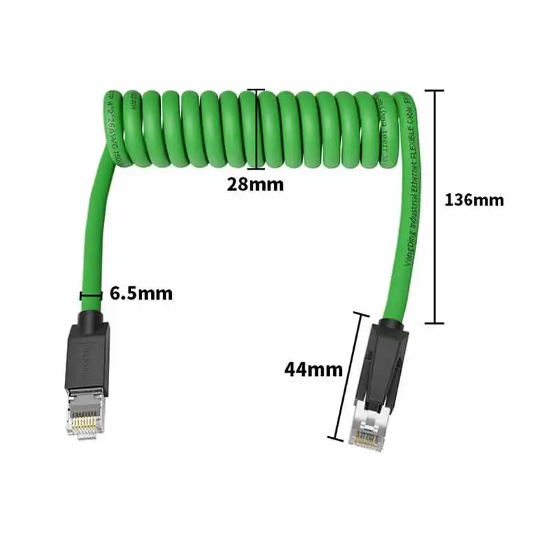 Спиральный кабель RJ45 к CAT6A Ethernet для компьютера, 8-контактный, 26AWG PUR Flexibl, удлинение растяжения, втягивающаяся двойная экранированная сетевая линия (art.: 3920cd3240dfa) - 3920cd3240dfa