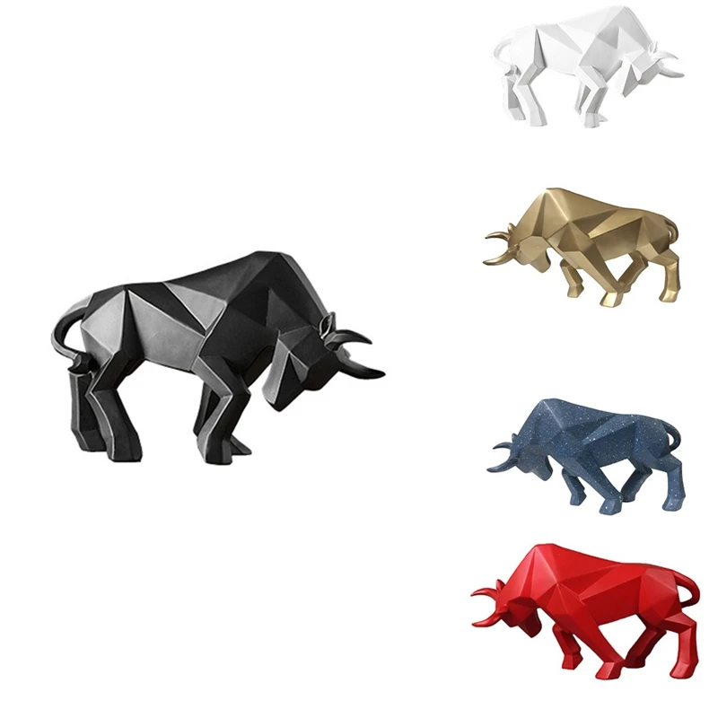 

Promotion! Nordic Resin Crafts Geometric Bullish Cattle Sculpture Home Living Room Office Creative Bullfighting Decoration