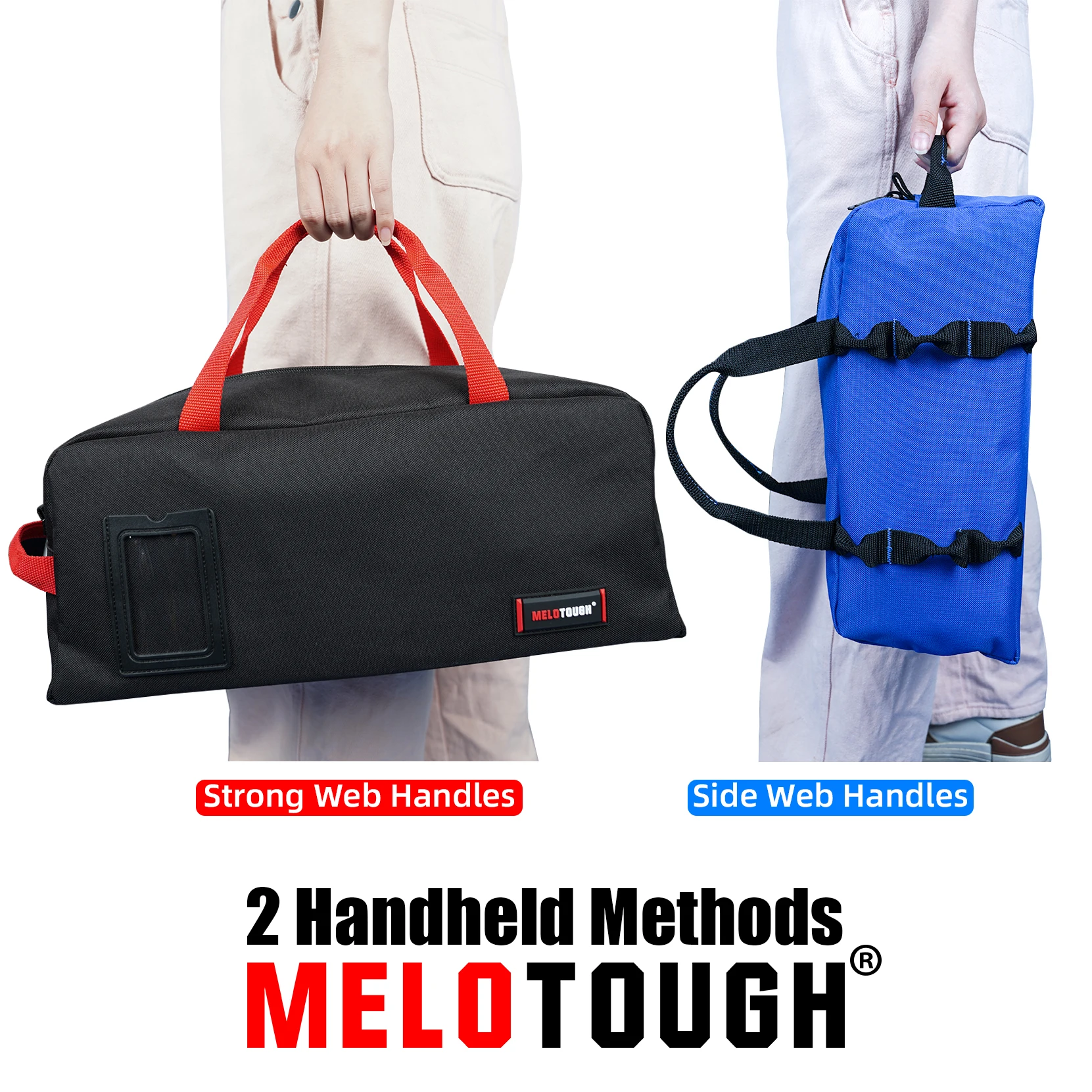 MELOTOUGH 16 Inch Tool Bag Canvas Tool Tote Bags with Zipper Heavy Duty Portable Tool Bag Organizer for Electrician PlumbingHVAC