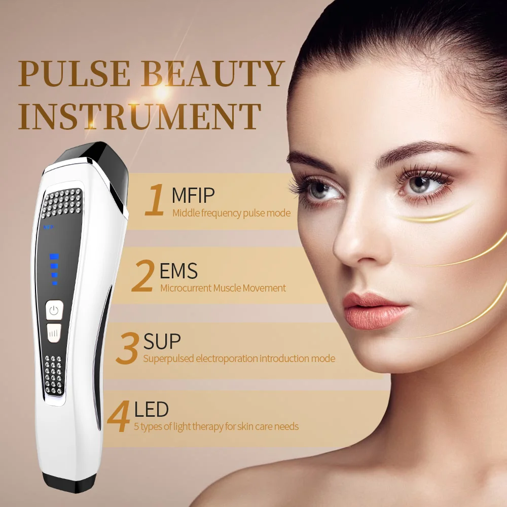

EMS Microcurrent LED Facial Anti-Wrinkle Pulse Beauty Device Neck Lifting Tightening Face Slimming Double Chin Edema Remover
