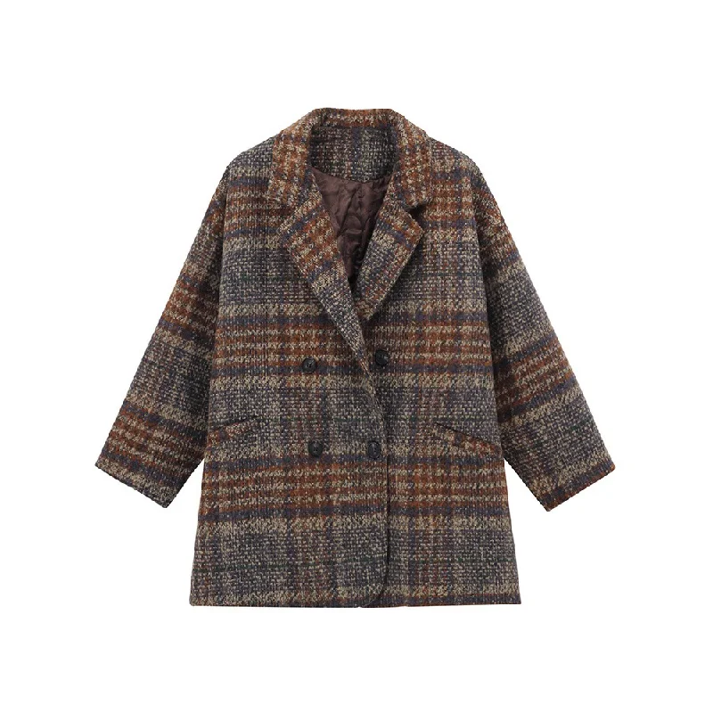 Harajuku Повседневная куртка кофейного цвета для женщин 2024 осень-зима новое