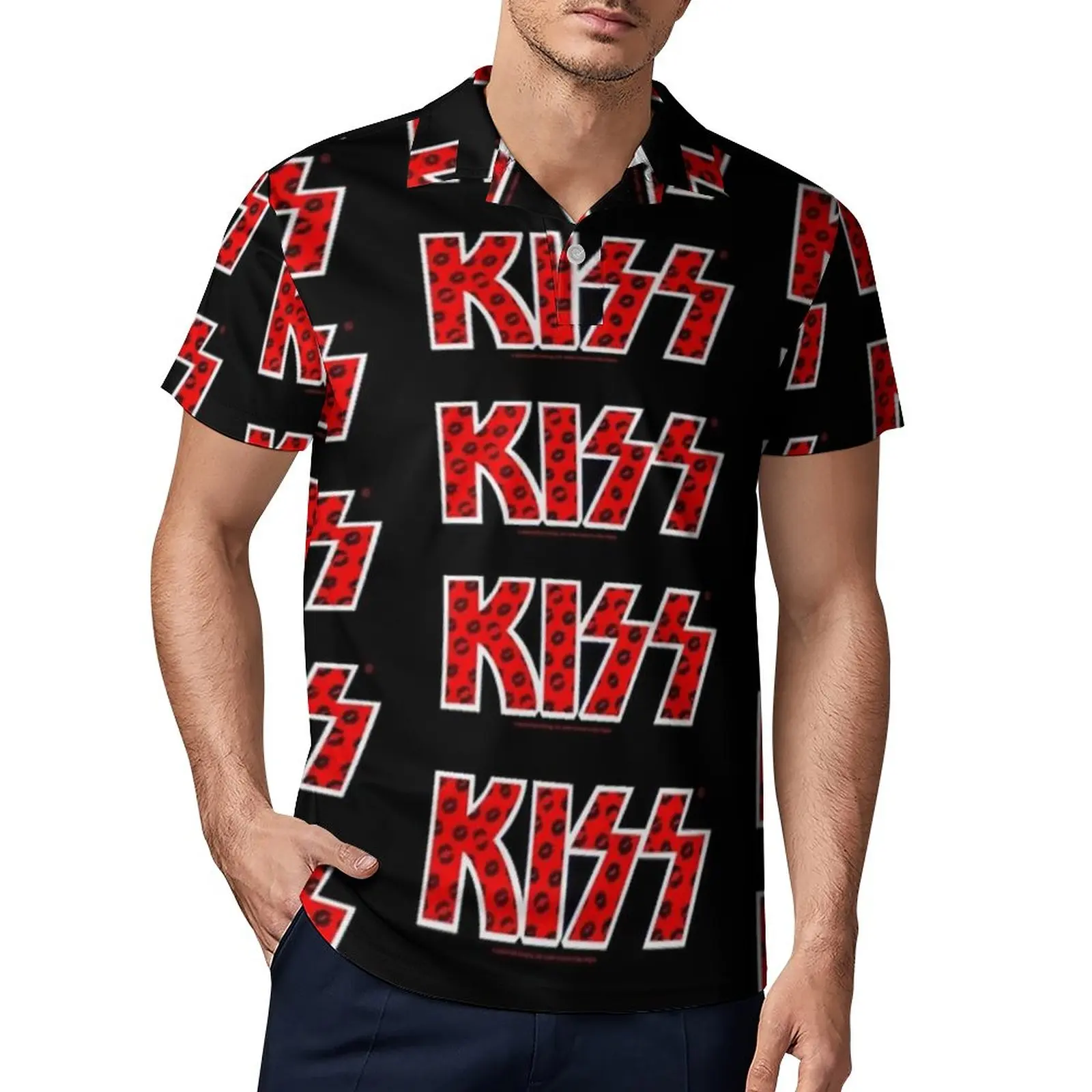 

Футболка-поло мужская с коротким рукавом и логотипом «губы»