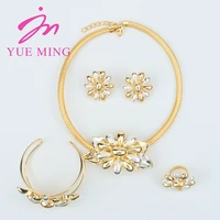 ym jewelry set 18k gold color african weddings accessories earrings necklace bracelet ring for woman party gifts daily wear