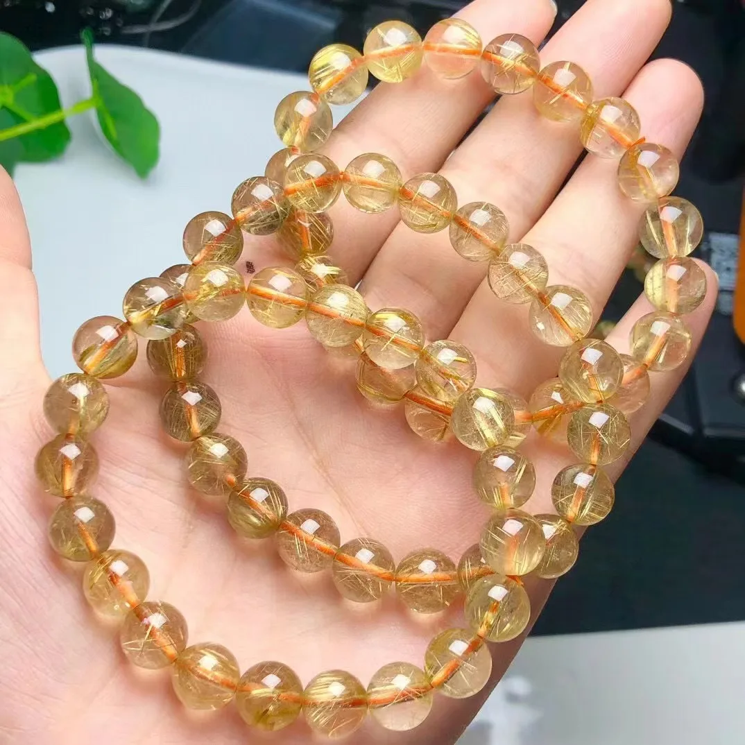 

9mm Good Quality Hot Sale Natural Golden Rutile Crystal Healing Bead Bracelet Special Jewelry Gift For Friends