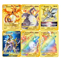 pokemon cards gold metal vstar vmax energy 10000hp card charizard pikachu rare collection battle trainer card child toys