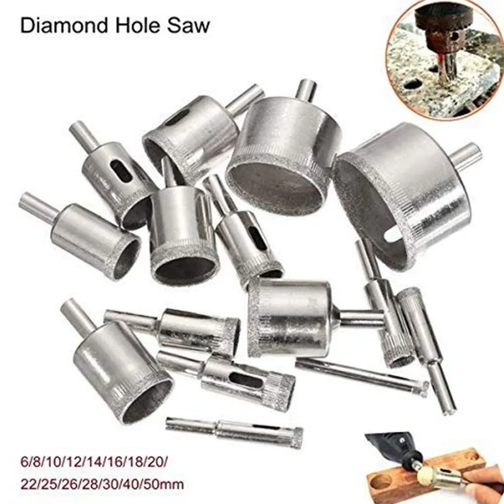 

15pcs Practical Home Diamond Hole Saw Power Tools Punch Tapping Drill Bit Set Smooth Glass Marble Multifunctional DIY Ceramic