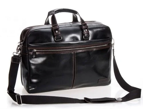 

male High office quality portfolia Luxury Black Men 15"Laptop Business attache Genuine Bag Leather Briefcase