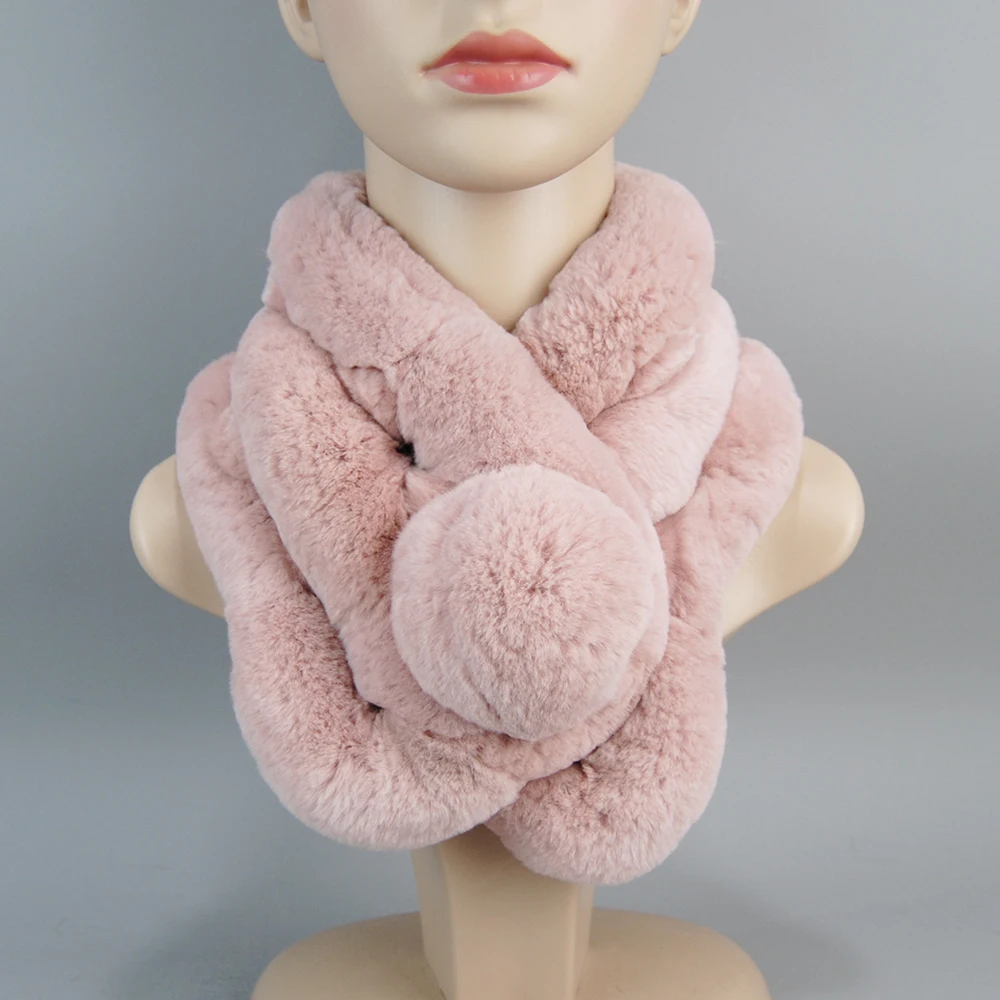 Новый зимний шарф с кольцом из натурального меха кролика рекс женские теплые