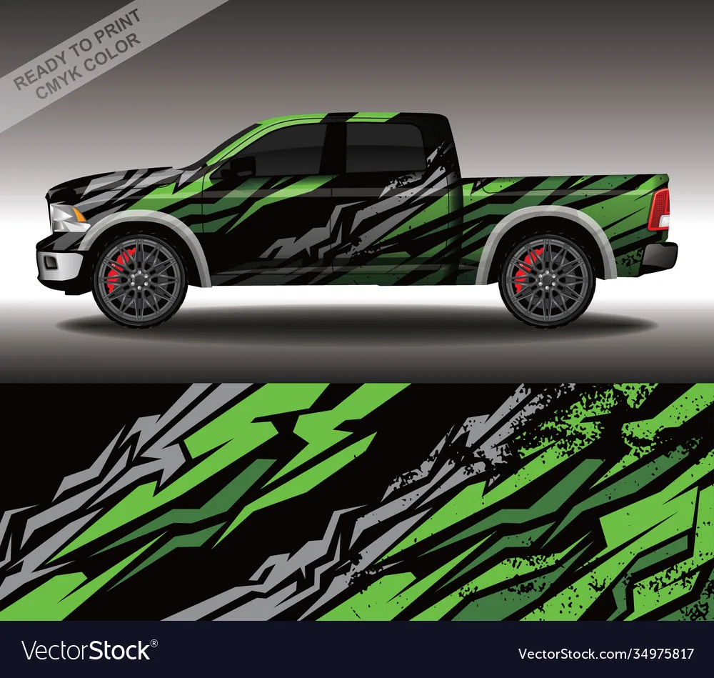 

Green Pickup Car Graphic Decal Full Body Racing Vinyl Wrap Car Full Wrap Sticker Decorative Car Decal Length 400cm Width 100cm