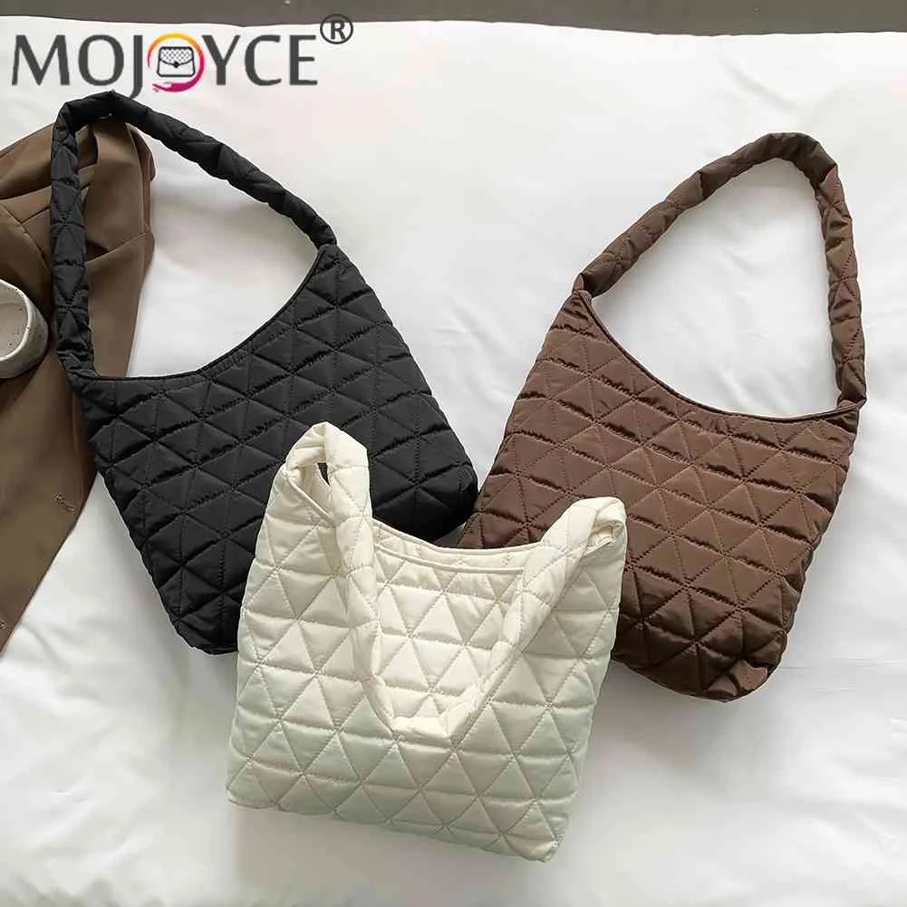 

Модная Сумка-тоут на плечо, хлопковая мягкая сумка на плечо, стеганая легкая Женская дорожная Повседневная сумка с ромбовидным узором, нови...