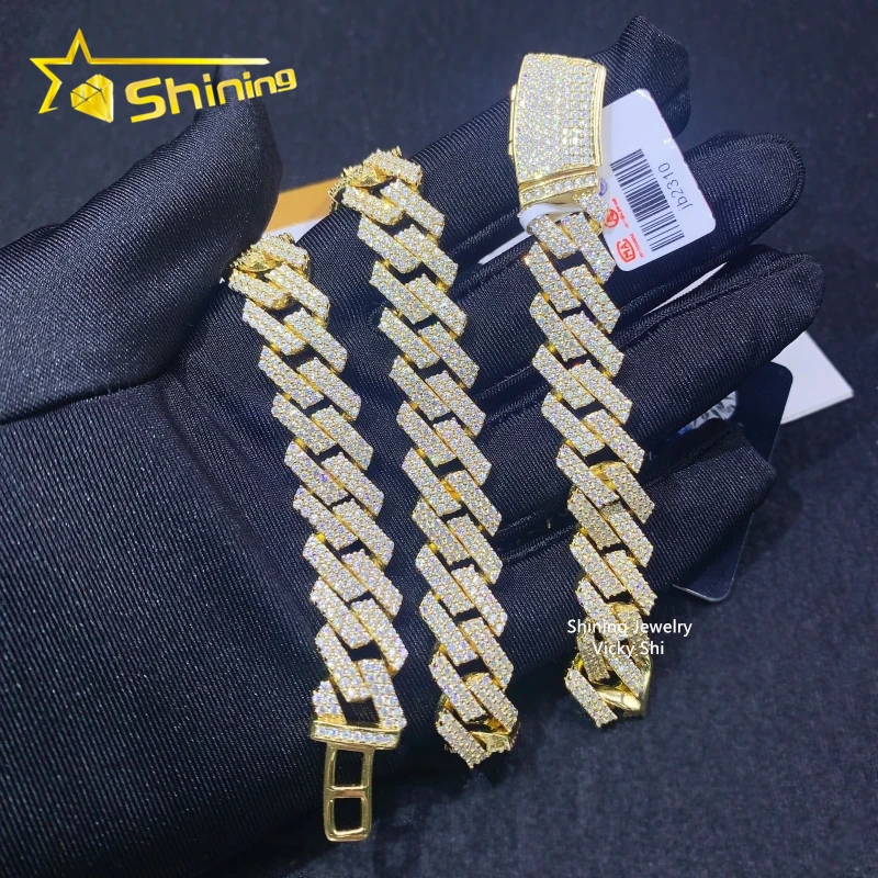 Ювелирные изделия в стиле хип-хоп серебро 925 пробы позолоченное 13 мм ожерелье со