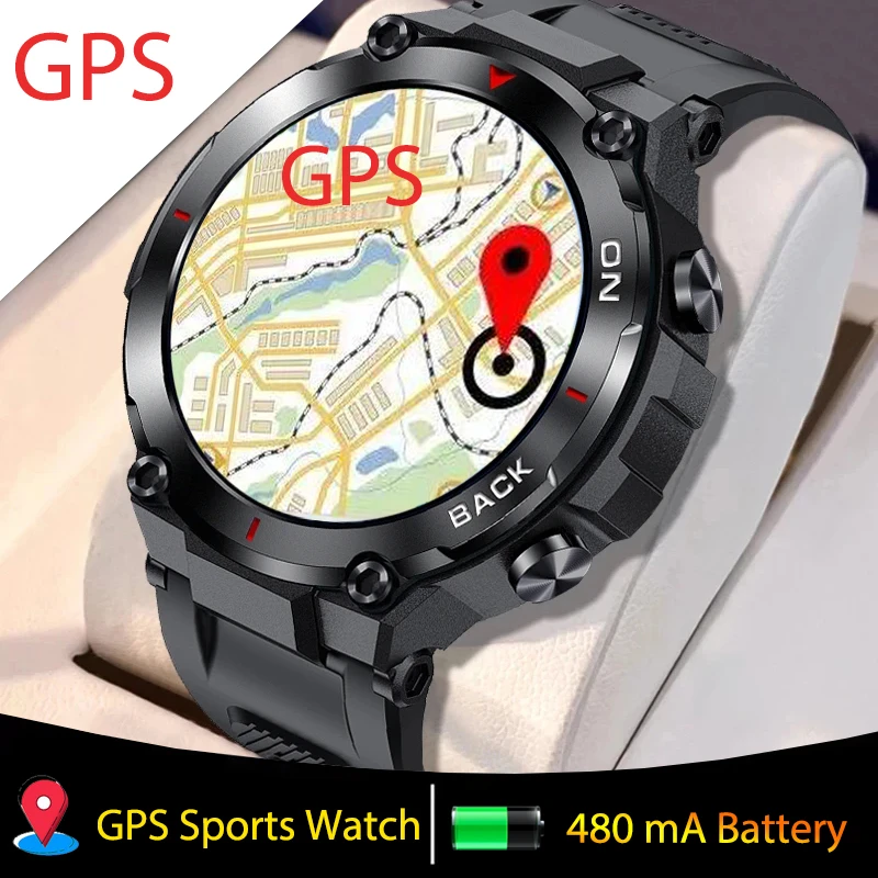 

2023 GPS Smart Watch Men Outdoor Sport Smartwatches 480mAh Battery Fitness Modes Bracelet Blood Pressure Watches Waterproof New
