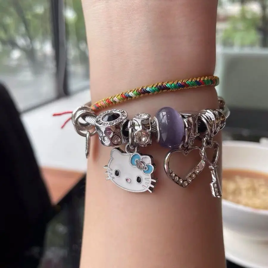 Хит продаж браслет Hello Kitty для девушек студенческий мультяшный из бисера милый
