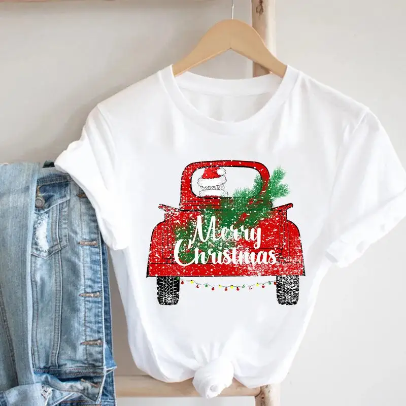 

Women New Style Lovely Trend Cute Merry Christmas Tee New Year Fashion Tshirt Print Pretty Nice Lady Top T Graphic T-shirt