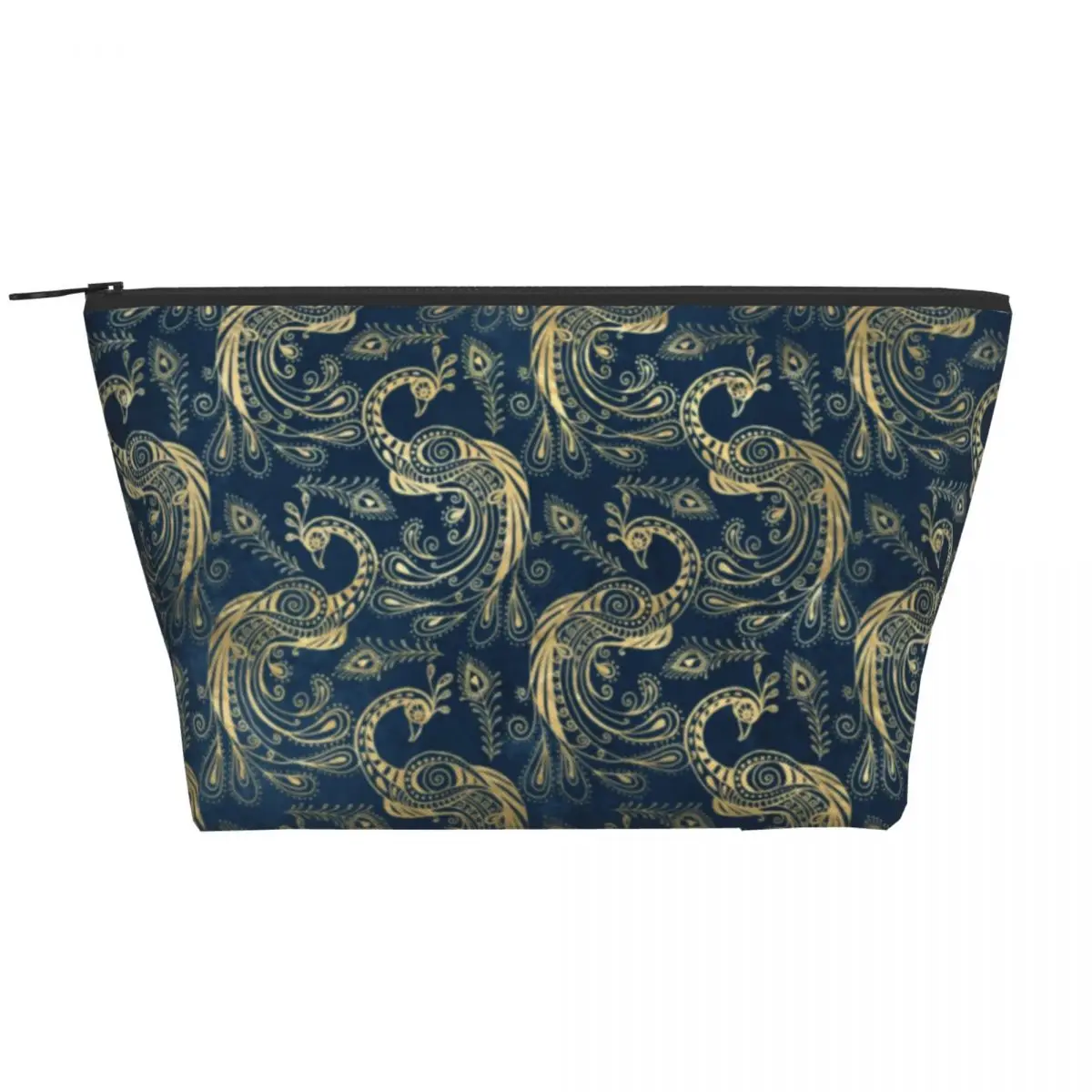 

Gold Peacock Zip Storage Organizers Retro Animal Print Woman's Makeup Bag For Makeups Multi-purpose Cosmetic Bags