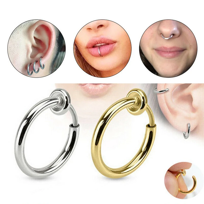 

Earrings Clip Fashion Retractable False Hoop Rings Punk No Piercing For Ear