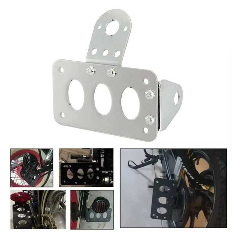 

Chrome Motorcycle Side Mount License Plate Bracket Bobber Chopper for Sportster Stop Light Cb750 Xs650 Tail Light