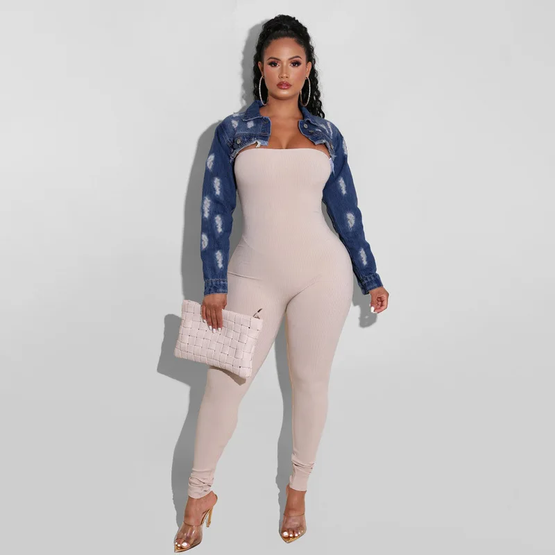 Женская джинсовая куртка FEOGOR короткая потертая из денима весна-лето 2023