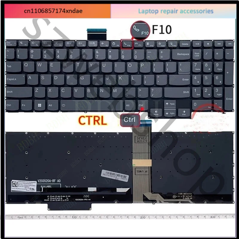 Клавиатура US с подсветкой для Lenovo ThinkBook 16 G4+ ARA IAP ThinkBook 16p NX ARH (art.: 3920d8a1090fb) - 3920d8a1090fb