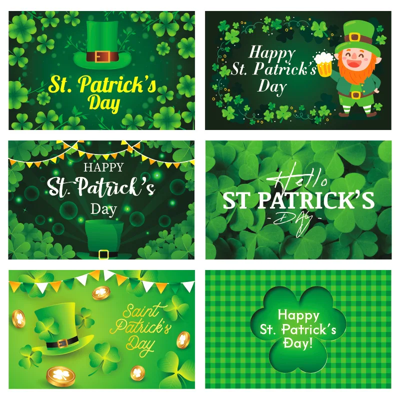 

2023 День Святого Патрика украшение вечерние счастливый клевер фон фотобудка ирландский карнавал зеленая шляпа пиво фон ткань
