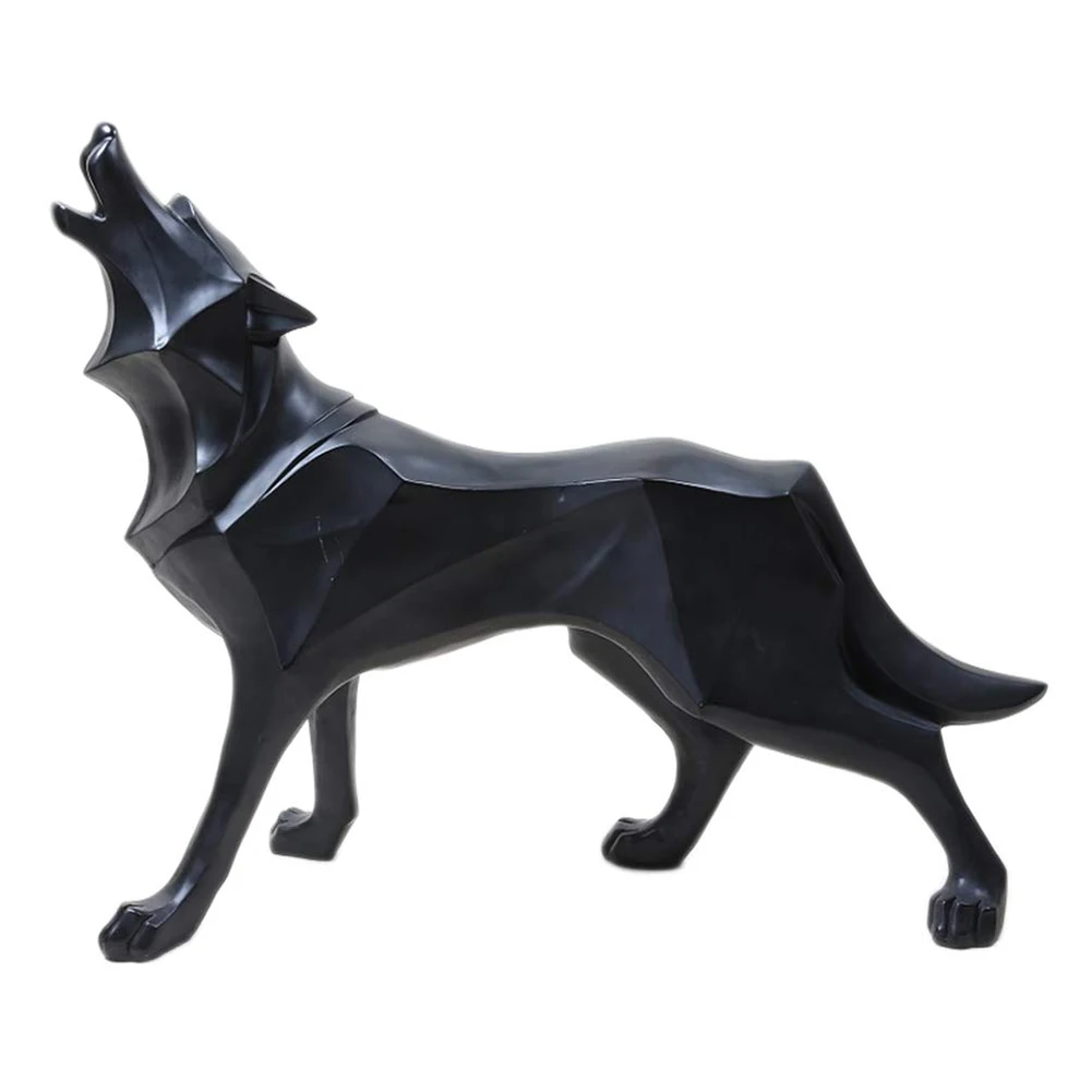 

Nordic Style Decoration Art Craft Simulation Animal Table Standing Portable Resin Home Gift Wolf Statue Geometric Ornament