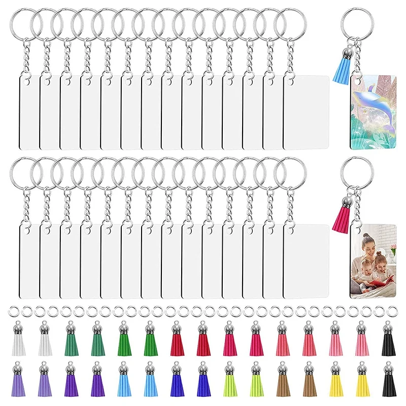 

Sublimation Keychain Blanks Bulk, 120Pcs Sublimation Keychain Blanks Set with Tassels, Keychain Circle, Keychain