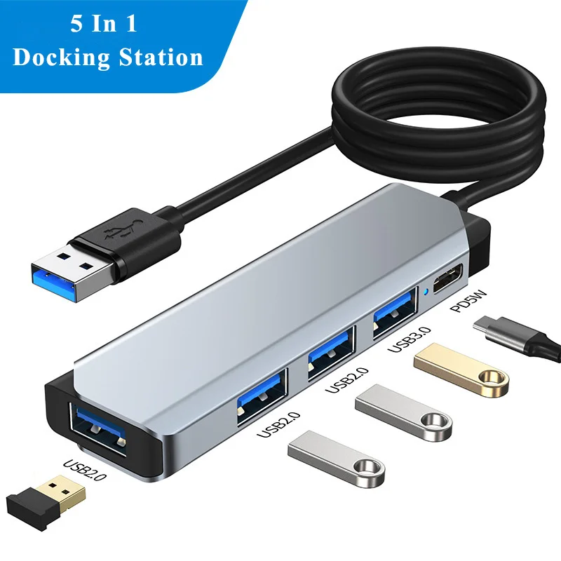 

Multi-function 5 In 1 USB Docking Station Hub With USB 3.0 PD Fast Charging Adapter For MacBook Pro MateBook Laptop Accessories