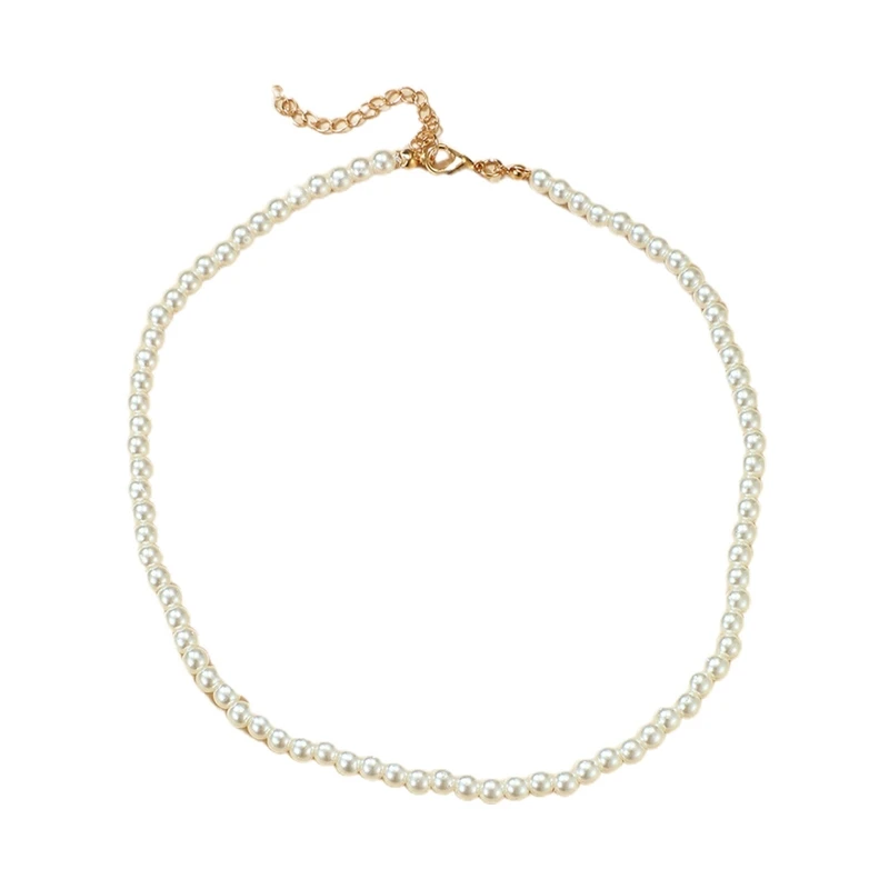 

Luxury Round Imitation Pearls Chain Necklace Wedding Vintage Necklace