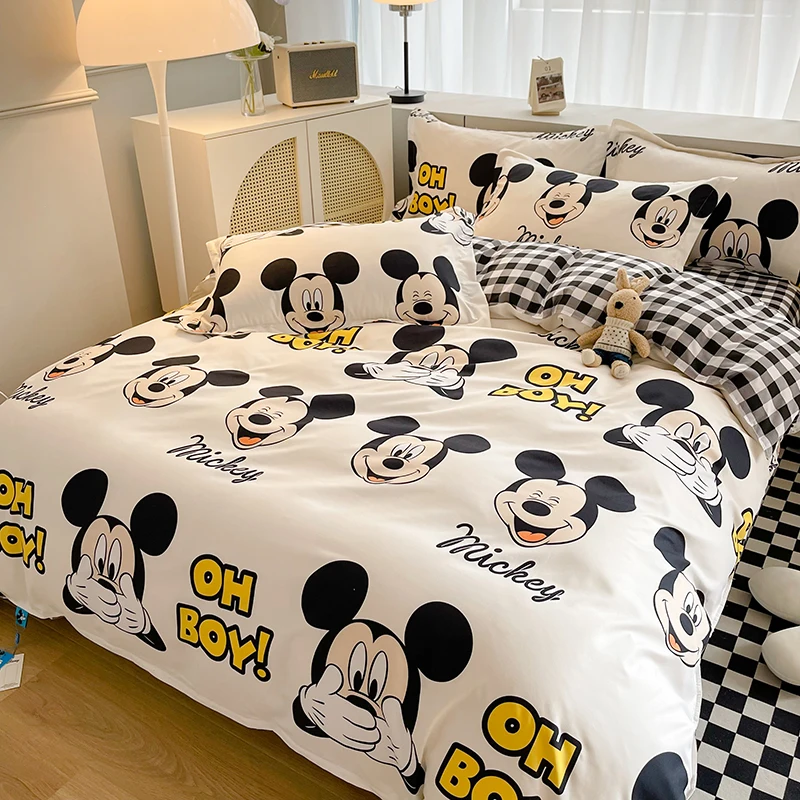 

New Cartoon Mickey Mouse Bedding Set Bed Linen Bedclothes Twin Full Queen King Disney Children Duvet Cover Bed Sheet Pillowcases
