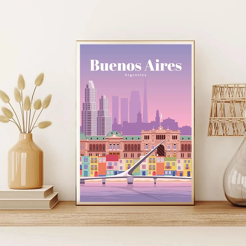 Абстрактный постер для путешествий Токийский пейзаж Нью-Йорка Парижа холст