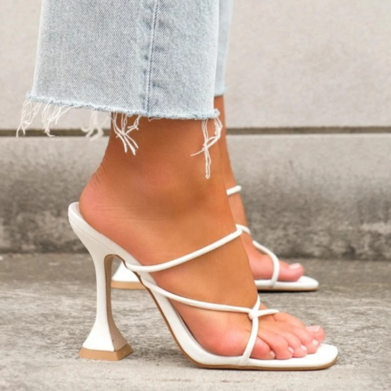 

Summer Women Sandals Ladies Shoes Towel Ankle Strap Square Toe Lace-up Elegant Female Sandal Woman High Heels Party Shoes 2022