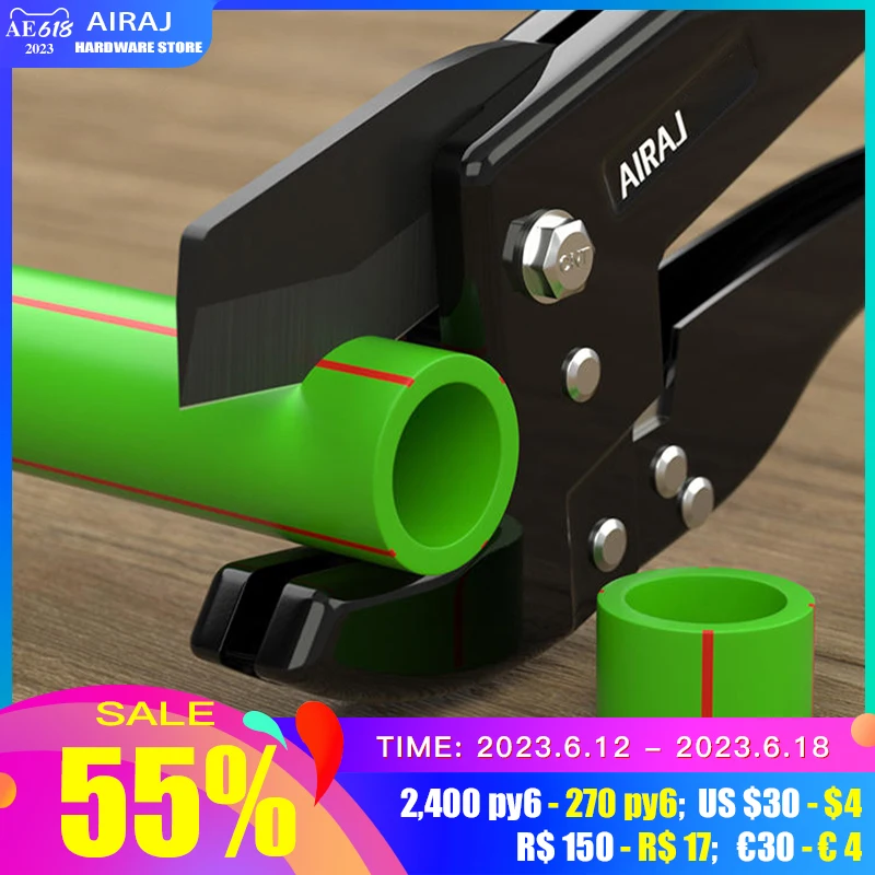 

AIRAJ Multifunctional Pipe Cutter 32-75MM Scissors SK5 Material Ratchet PVC/PU/PP/PE Hose Pipe Cutters Hand Repair Tools