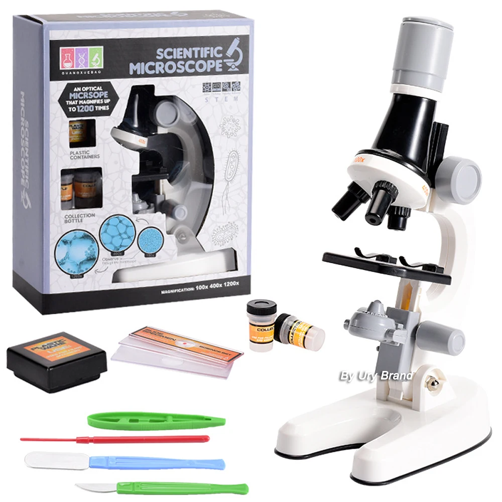 

Education Microscope Biology Lab LED 1200x Zoom School Children Science Experiment Kit Scientific Toys Gifts for Students Pupil