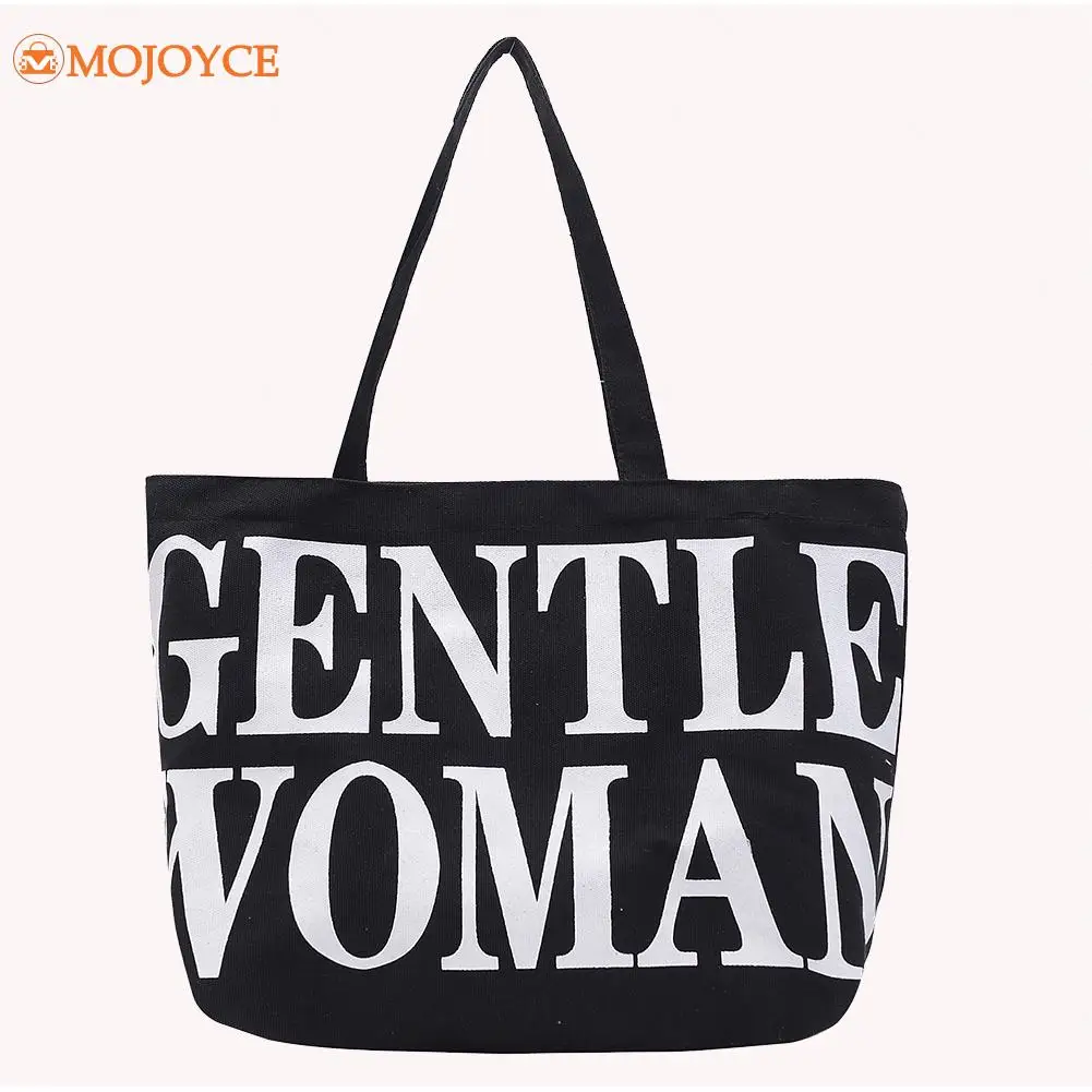 

Retro Letter Printed Women Canvas Handbags Female Girls Exquisite Shopping Traveling Clutch Large Capacity Tote Bag