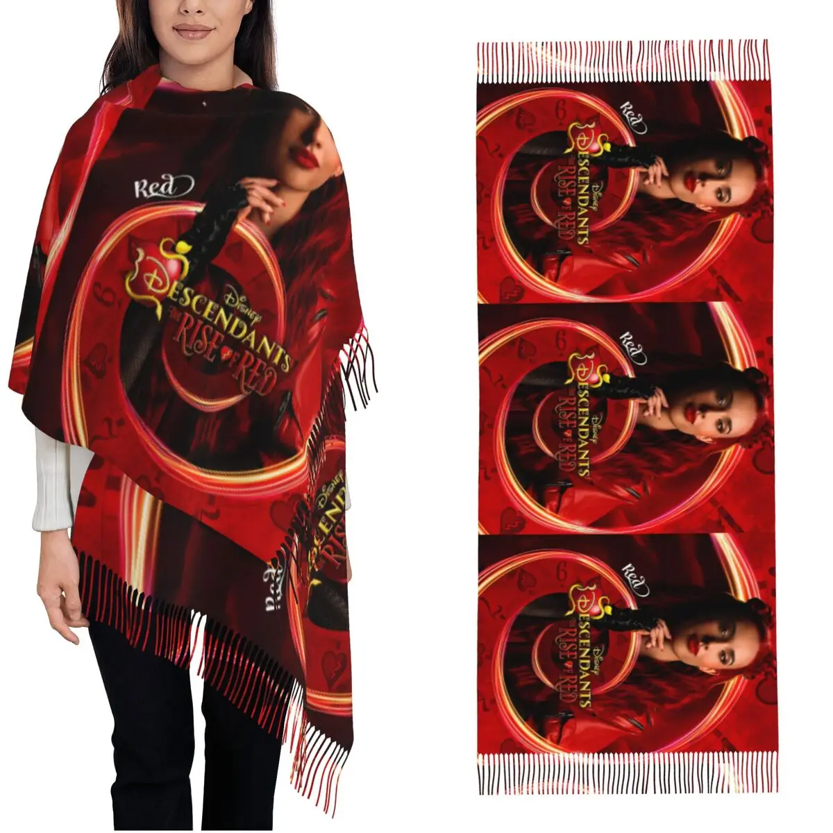 Нащадки The Rise Of Red Шарф для женщин теплая зимняя шаль из пашмины большой шарф-шаль