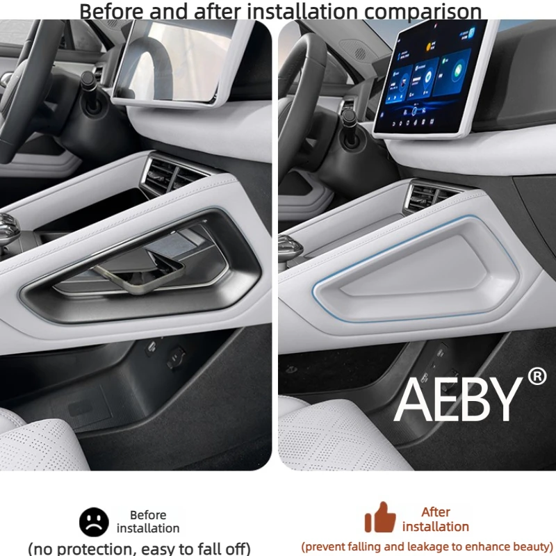 Фото AEBY для BYD Atto 2 Smart Driving Edition 2024, боковые крышки беспроводного зарядного устройства, защита от пыли и утечек для центральной консоли №4