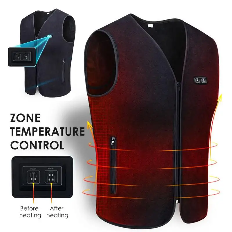 

Men Motorcycle Riding Heated Vest USB Electric Heating Jacket Dual Temperature Adjustment 3 Temp Setting Body Warmer Heating Pad