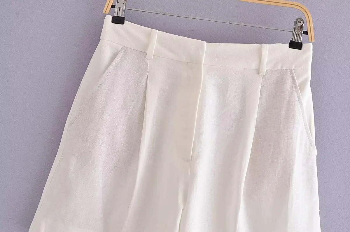 Dave&Di French Country Shorts Style Retro Loose Bermuda Solid Color Casual Commuter Shorts Women