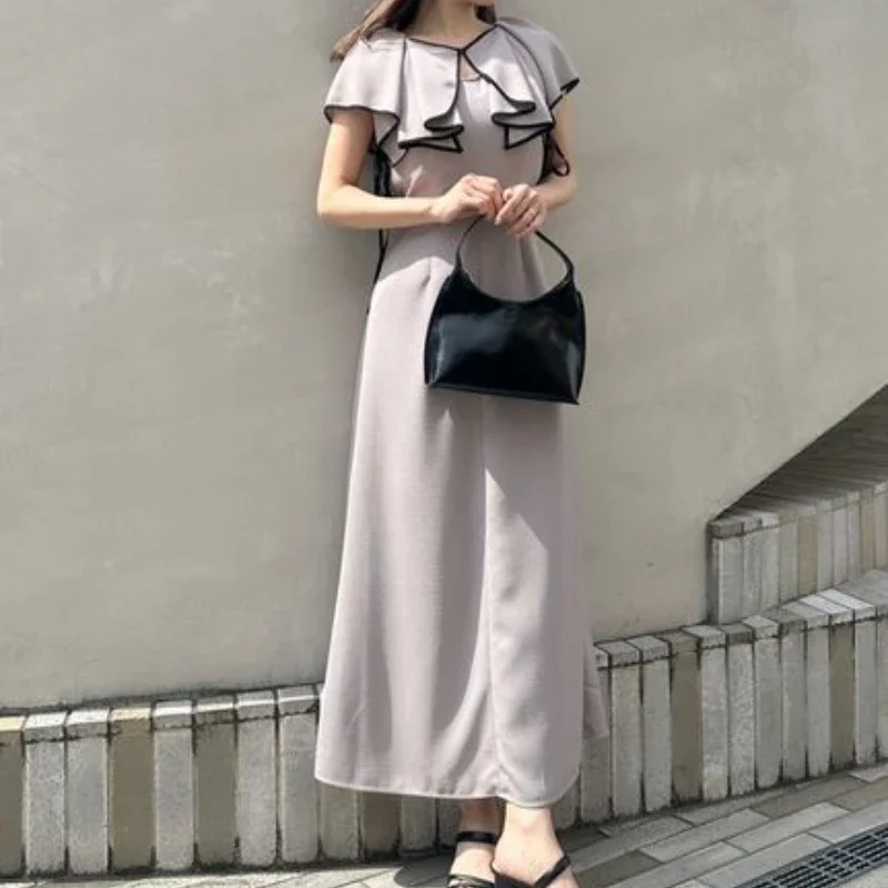 Женское приталенное платье с оборками ТРАПЕЦИЕВИДНОЕ ПЛАТЬЕ средней длины