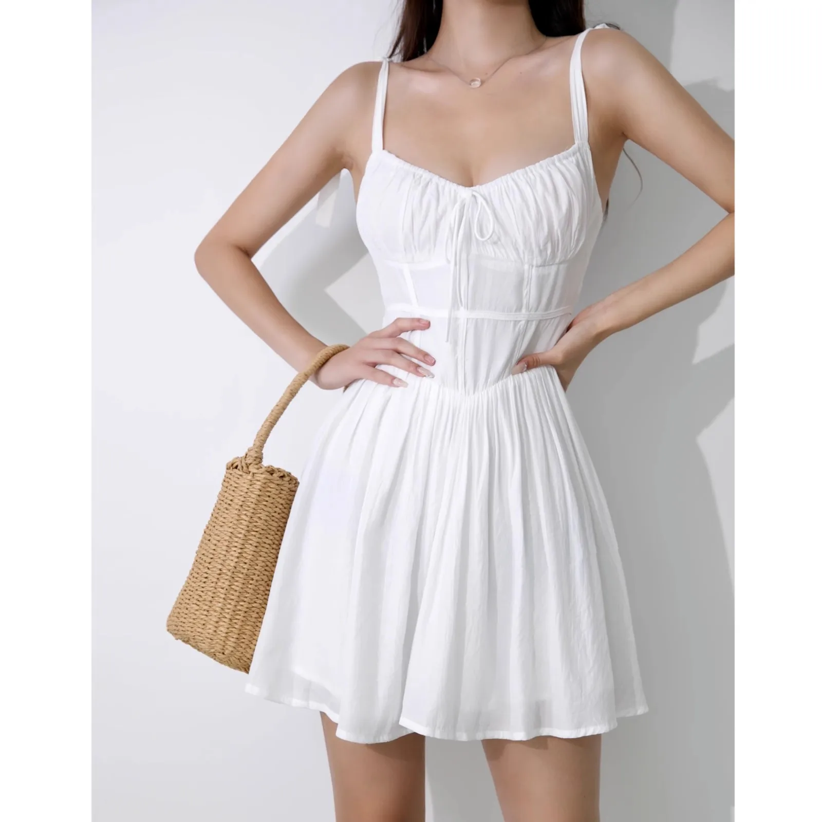 

Летнее платье в стиле бохо, женское платье с открытой спиной на бретелях-спагетти, Пляжное сексуальное богемное Короткое женское платье