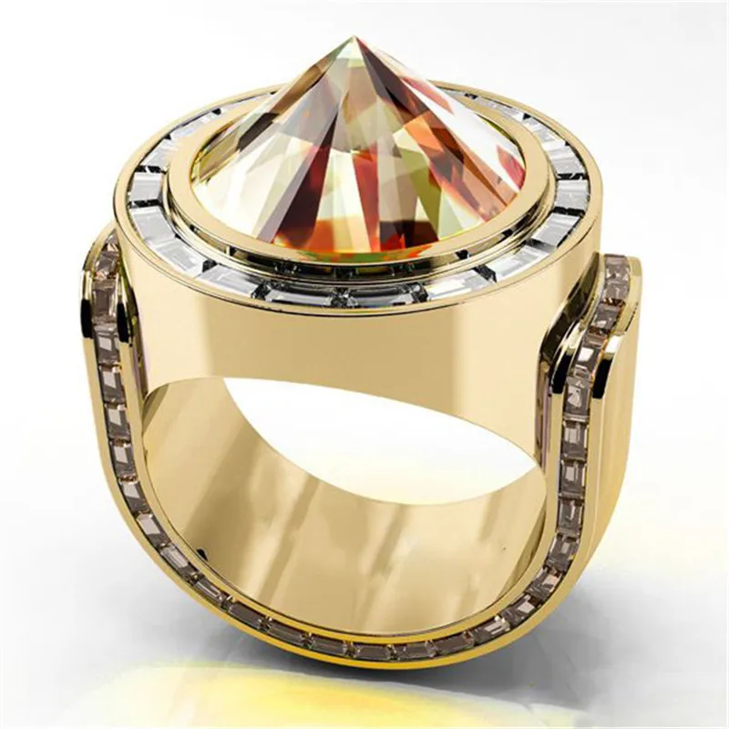 

Ofertas Creative Geometric Cone Crystal Women's Ring Trendy Alloy for Wedding Party Ring 2022 Jewelry Hot Sale Accessories